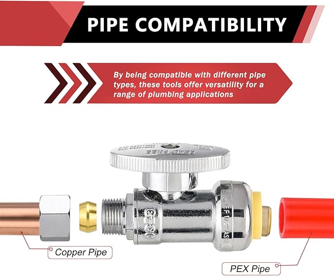(Pack of 100) EFIELD Push Fit 1/4 Turn Straight Stop Valve Water Shut Off 1/2 Push x 3/8 Inch Compression Chrome with a Disconnect Clip,(PF-VALVE021-100PCS)