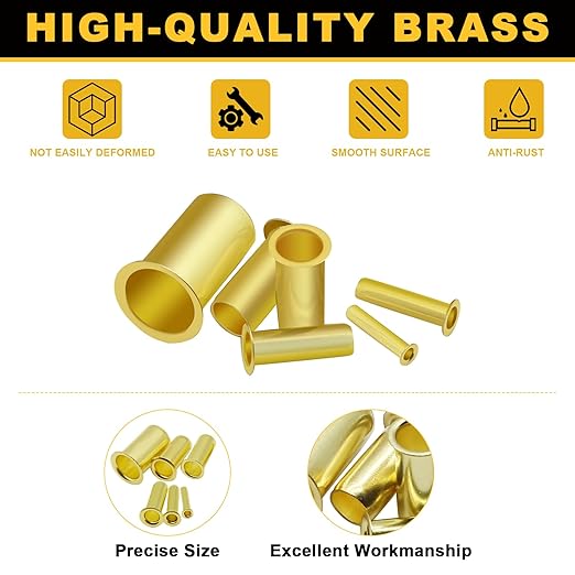 Siptenk 236PCS Brass Compression Tube Inserts for OD 1/2" 3/8" 5/16" 1/4" 3/16" 1/8", 6 Sizes Tubing Insert Brass Ferrule Fitting Assortment Kit