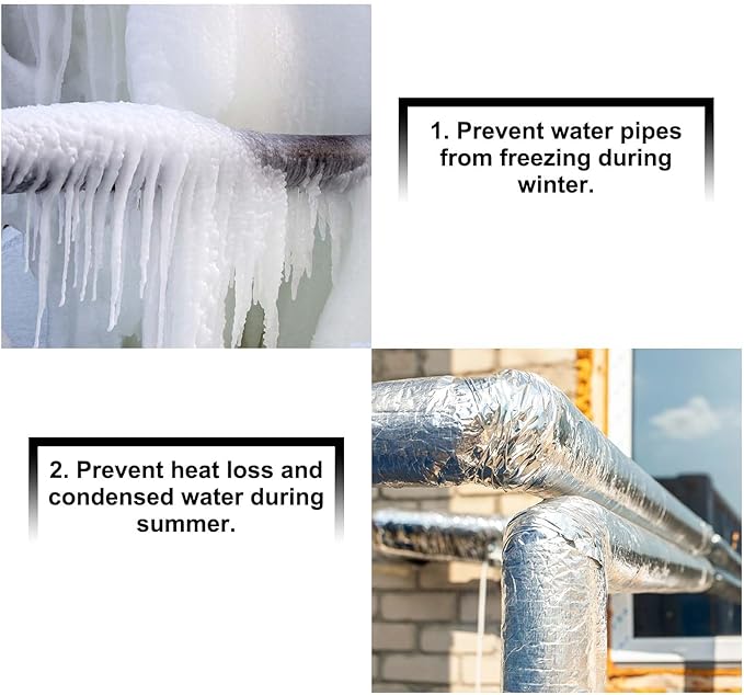 PATIKIL Pipe Insulation Foam Tube, 3.3FT Length Self Adhesive Pipe Freeze Protection Wrap with Aluminum Foil 1"(25MM) ID x 5cm Thickness for Outdoor Winter Irrigation