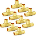GASHER 10Pcs No Lead Brass 1" Pex Tee Fittings, 1 Inch Pex Fittings for Pex Tubing