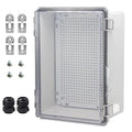 Waterproof Electrical Box Junction Box Weatherproof IP67 ABS Plastic Enclosure Switch Router Project Box Electronics DIY Enclosure with Mounting Plate and Wall Bracket Clear 11.8"x7.9"x5.1"