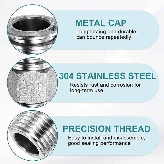 HARFINGTON Push to Connect Fittings 3/8" Tube OD x 1/8" NPT Thread Male Straight Union Fittings 304 Stainless Steel Quick Connect Pneumatic Accessories for Trailers Air Brake System