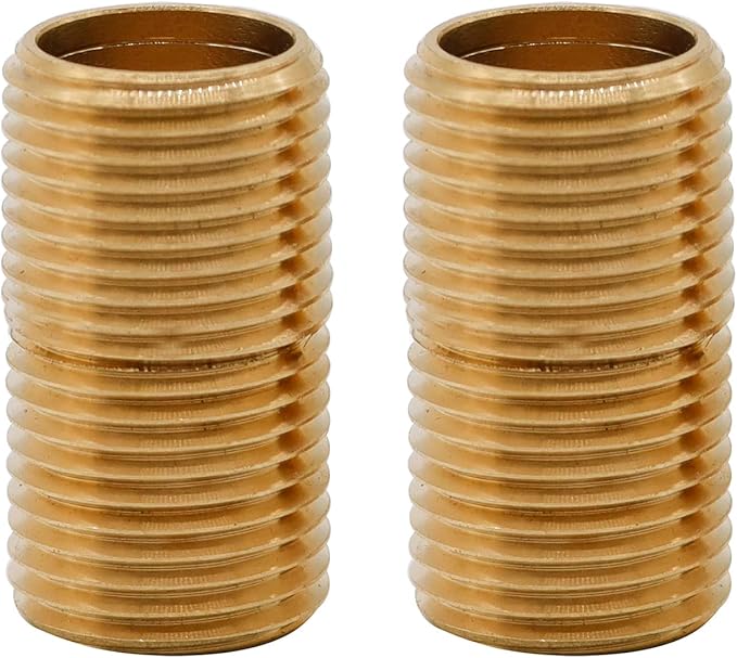 (2 pcs) Brass Pipe Adapter Plumbing, G Thread 1/2" Male to NPT Thread 1/2" Male Pipe Fitting Adapter, 1.5 inch Length, Seamless and Leakproof (1.5" Length)