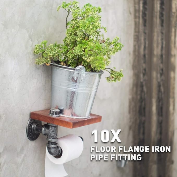 3/4" Floor Flange, Home TZH Malleable Iron Threaded Pipe Flange Fittings for Industrial vintage style, Flanges with Threaded Hole for DIY Project/Furniture/Shelving Decoration(4 Pack)