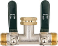 Hose Splitter 2 Way, Brass High Flow Garden Hose Splitter Heavy Duty, Hose Connector, Water Spigot Splitter, Full Flow Faucet Splitters with shutoff, 3/4” GHT Inlet
