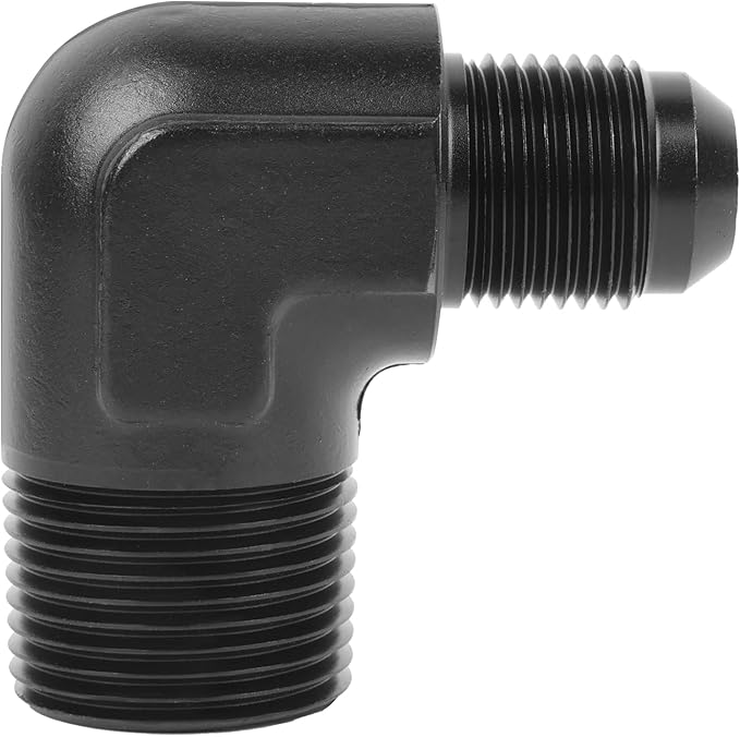 EVIL ENERGY 8AN Male Flare to 3/4" NPT Pipe 90 Degree Fitting Adapter Aluminum Black