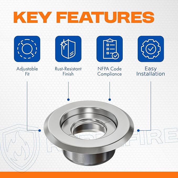 Retrofit Recessed Fire Sprinkler Escutcheon 3/4 in. IPS - Split 3 Piece in Chrome Plated - Depth Adjustment Range up to 3/4 in. for Fire Sprinkler Trim