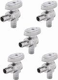 (Pack of 5) EFIELD 1/4 Turn Angle Stop Valve Barb Crimp 1/2" Pex X 1/2" Pex Chrome Plated Brass, ASTM 1807,(VALVE102-5PCS)