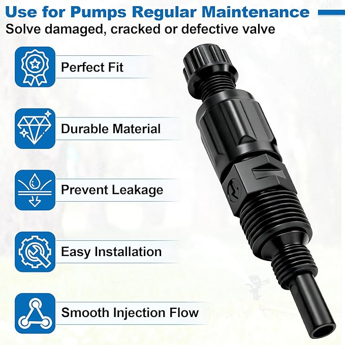 1/4-Inch UCDBINJ Injection Check Valve Replacement for Stenner Pumps, Fits for 45/85/100/170 Series, S128/S420/S10P/VX/S/SV Series, Classic Series Peristaltic Pump Parts