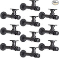 Rustic Pipe Shelf Brackets 10 Packs Industrial Iron DIY L Pipe Shelf Bracket for 7"-14" Wood Floating Shelf Vintage Look Home Pipe Decor