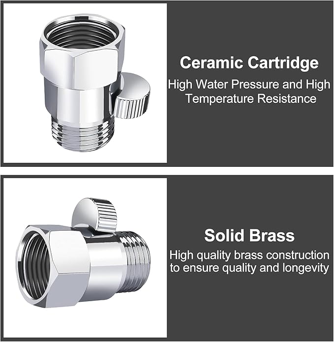 Brass Shower Flow Control Valve: Shower Head Shut Off Valve(Female and Male), MAYYAYA Water Flow Control Valves, for Handheld Shower Head or Bidet Sprayer- Handle Lever (Black)