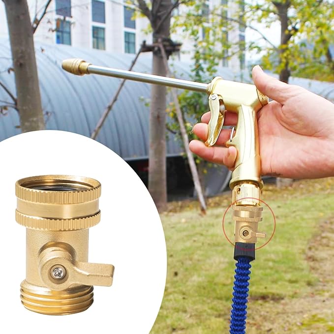 Hourleey Brass Garden Hose Shut Off Valve, 2 Pack Heavy Duty 3/4 Inch Solid Brass Garden Hose Shut Off Valve with 10 Extra Rubber Washers