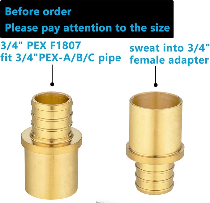 (10 Pack) Lidertik Copper to Pex Fittings 3/4 inch, 3/4" Pex F1807 x 3/4" Male Sweat Adapter Brass