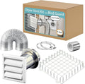 Dryer Vent Kit 4 Inch with Metal Bird Guard, Wall Sleeve & Wall Plate, Hose Connector Wall Venting Kit for Cloth Dryer AC Ventilation Exhaust Fan Ceiling Fan, Low Profile, White