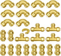 VEVOR Pipe Fittings, 1/2" 25PCS (10xStraight, 10xElbows, 5xTees) Brass Pipe Fittings, Push-Fit Pipe Connector Brass Air Fittings, Plumbing Fittings Adapter for Heating/Shower Systems, Water Pipes