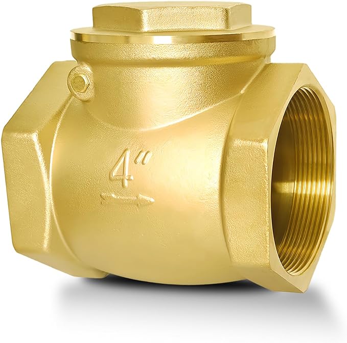 4" NPT Horizontal Check Valve, Brass Non Return Swing Check Valve to Prevent Water Backflow, Level One Way Counterflow Valve to Prevent the Medium Backflow for Oil Water Gas Air（4", DN100）