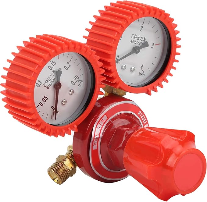 Pressure Reducing Valve Alloy Steel Acetylene Pressure Reducer YQE03A G58in 12mh for Welding Torch and Gas Cutting Tools Red 8mm