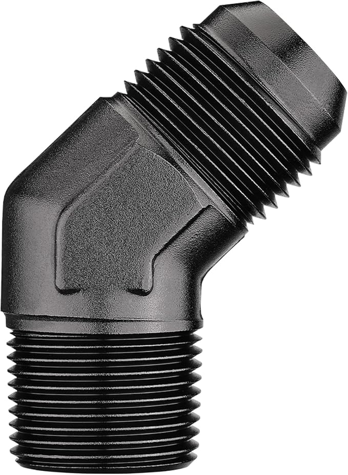 EVIL ENERGY 12AN Male Flare to 3/4" NPT Pipe 45 Degree Fitting Adapter Aluminum Black