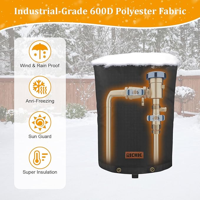 Backflow Preventer Cover (5°F) Heavy-Duty 5-Layer Insulated Enclosure, Freeze & All-Weather Protection for Outdoor Pipe, Irrigation Sprinkler Valve, Well Water Pump & PVB, 16" Wx20 H Black