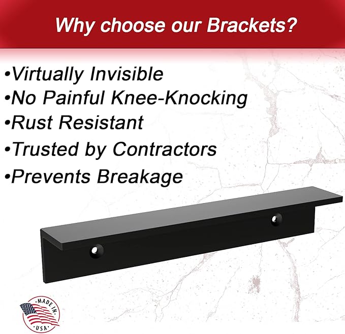 The Original Wall Cleat – Heavy Duty Support Bracket Dishwashers Sink Support Bracket Securing Countertops. – Invisible Wall Mounting Hardware for Secure,Flush Installations.(12 Inches) Aluminum