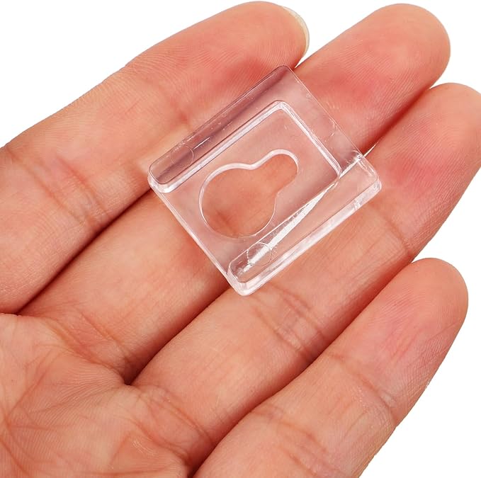 8pcs Transparent Acrylic Frame Hangers Interlocking Keyhole Clips for Photo Albums Mirror Holder Wall Mounting Brackets Adhesive No Residue Damage