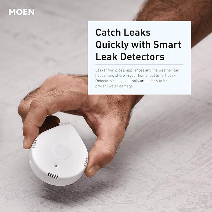Moen Flo Smart Water Monitor and Automatic Shutoff Sensor, Wi-Fi Connected Water Leak Detector for 1-Inch Diameter Pipe, 900-006