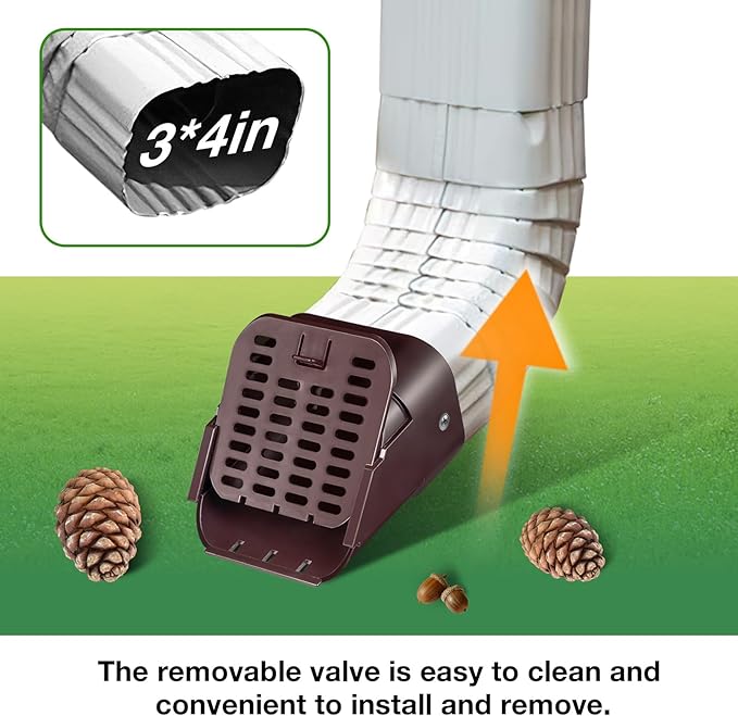 3"x4" 2 Pack Gutter Downspout Extensions Gutter Downspouts Downspout Diverter Outlet Filter and Leaf Guard for Bottom of Downspouts Extender