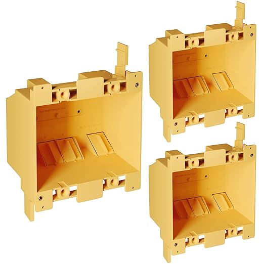 Inlight 2 Gang Electrical Outlet Box, 25 Cubic Inch Junction Box, Old Work Box, UL Listed, 3-Packs, IN-0501-5-3