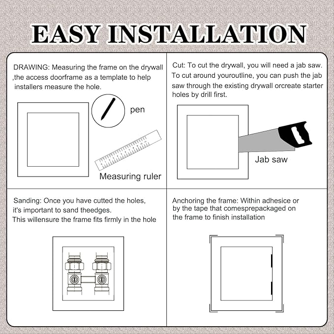 FORLAND Plumbing Access Panel for Drywall Ceiling White 10 x 10 inch Plastic Access Door Removable Hinged Wall Access Panel Reinforced Hinged Panel