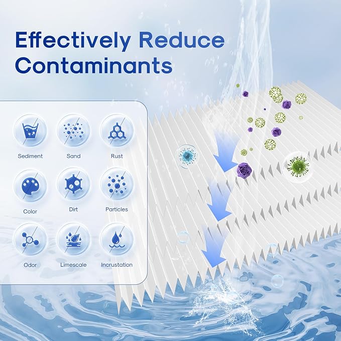 ICEPURE 20 Micron 20" x 4.5" Whole House Pleated Sediment Filter for Well Water, Remove Rust, Chlorine, Replacement Cartridge for ECP5-BB, AP810-2, HDC3001, SPC-45-1005 CP5-BB ECP1-20BB S1-20BB, 2PACK