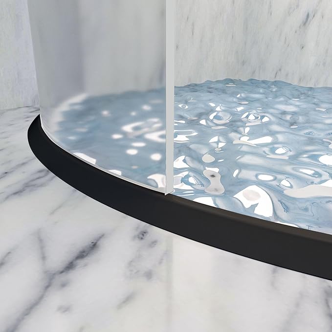 Raycity Shower Threshold Water Dam Barrier,Shower Door and Kitchen Water Strip Dam Shower Guard for Dry And Wet Separation Caulk Seal Strip Edge Trim(67 Inches/Black)