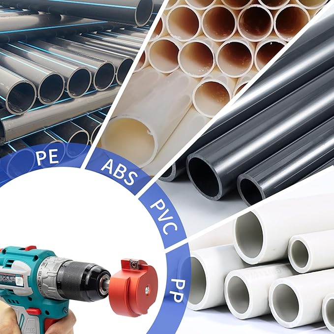 2 Wings PVC Pipe Reamer, Plastic PVC Pipe Fitting Saver Kit Fit into Standard 1/2" Drills 1.5inch Head Socket Saver Tool