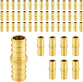50-Pack PEX Fittings Niikappu 1/2"x1/2" Pex Straight Coupling, Brass Crimp Pipe Fittings for PEX Pipes, ASTM F1807