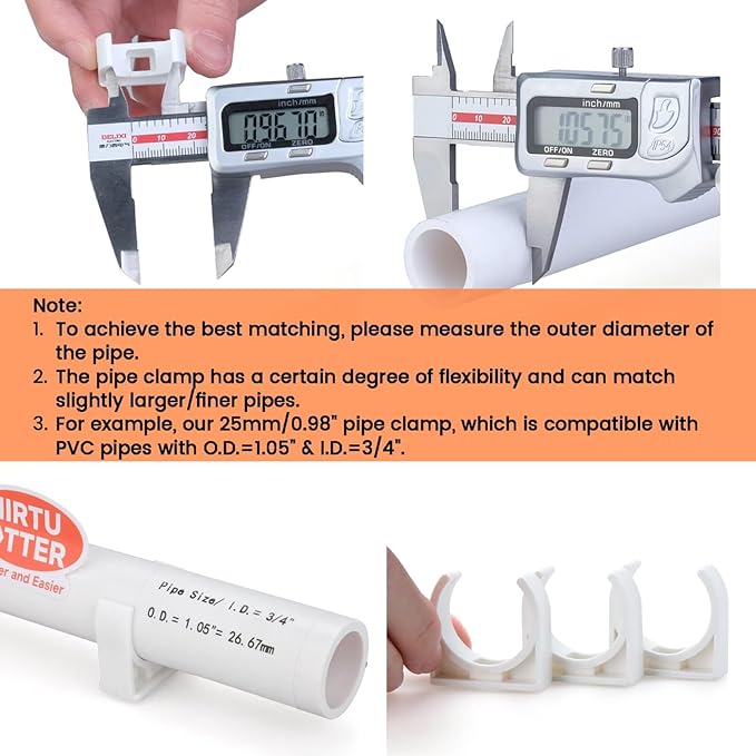40mm/1.57" (15 PCS) U-Shaped PVC Pipe Clamps (Gray), Hose Hanger Support, High Strength for Home Plumbing, TV Trays, Water Supply, Garden Tubing, PEX, UV Resistant, fit for 1-1/4" PVC Pipe Sch40