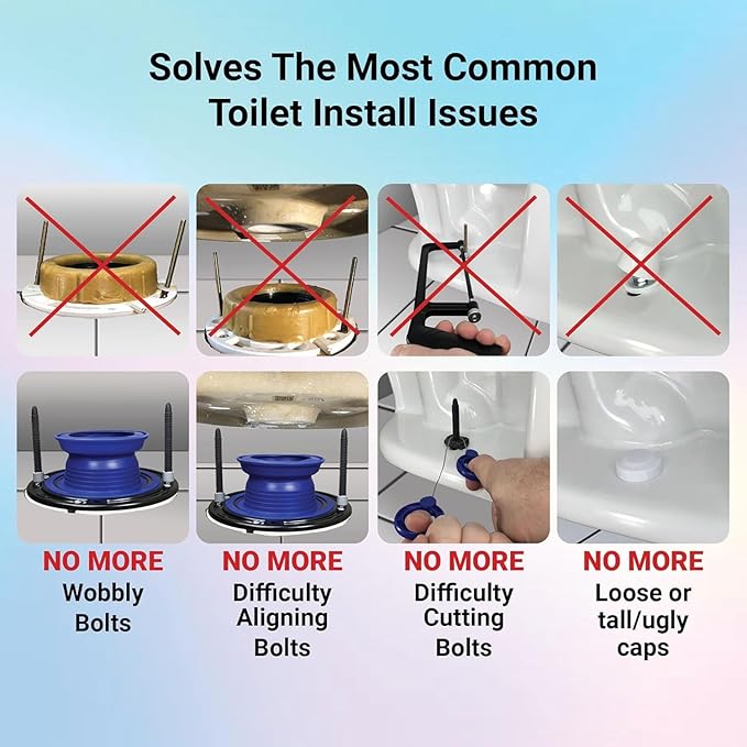 One N Done Toilet Flange Repair Kit - Toilet Kit For Low or Broken Flange. Toilet Wax Ring Replacement Kit W/Toilet Flange Extender Kit, Easy Toilet Bolts, & Toilet Caps For Bottom of Toilet. 5X