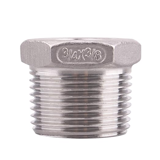 Stainless Steel Reducer Hex Flush Bushing, 3/4" NPT Male 3/8" NPT Female,Reducing Adapter Cast Pipe Fitting (pack of 2)