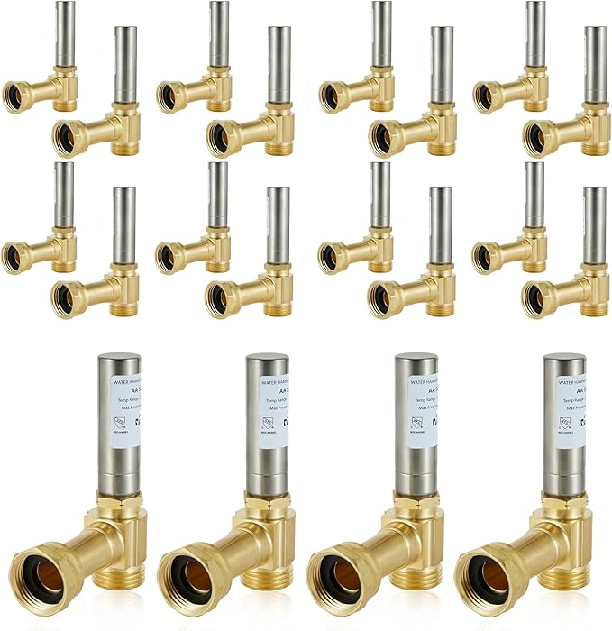 Water Hammer Arrestor,3/4 Inch Swivel FHT x 3/4 Inch MHT Stainless Steel Water Arrestor for Washing Machine Connection(20PACK,Angle Stainless Steel Arrestor)(HAMMER018-20Pack)