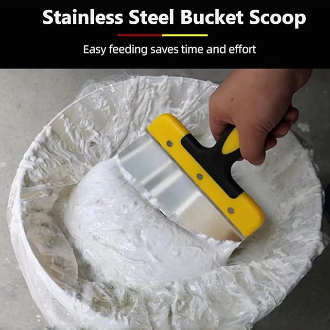 DEKEones Stainless Steel Bucket Scoop, Arc-shape Shovel Putty Knife Scraper Hand Tool for Drywall Finishing