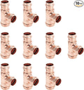 Copper Press Fittings 1/2 inch Tee Copper Coupling PxPxP 10-Pack Zero Lead Copper Pipe Press Fittings 3 way Tee for Residential Commercial