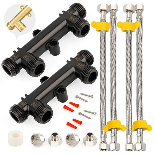 Upgraded WP596816 Hot Water Recirculating Pump Sensor Valve Kit (2-Pack)– New Copper Finish,Fits watts 500800/500805&grundfos UP Comfort Systems.Includes 2 Brass Valves,4x12 Lines,4 Fittings