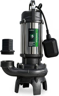 8807 GPH, 1 HP Sewage Sump Pump Submersible, Auto Float Switch, 115V, 2" NPT Discharge for Basement, Trash, Sludge, Septic Tank, Sewer, SS Pump Casing, E-Coated Semi-Open Cast Iron Impeller