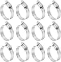 HARFINGTON 12 Pcs Hose Clamp 1-1/16"-2" (27-51mm) 304 Stainless Steel Adjustable Worm Gear Hose Clamp Assortment Kit for Fuel Line Pipe Plumbing Automotive Tube Mechanical