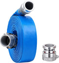 2" x 100ft PVC Lay Flat Discharge Hose With Aluminum Camlock C & E Fittings, Cam Lock Fitting Type A included, Heavy Duty Reinforced Pump Backwash Hose Assembly