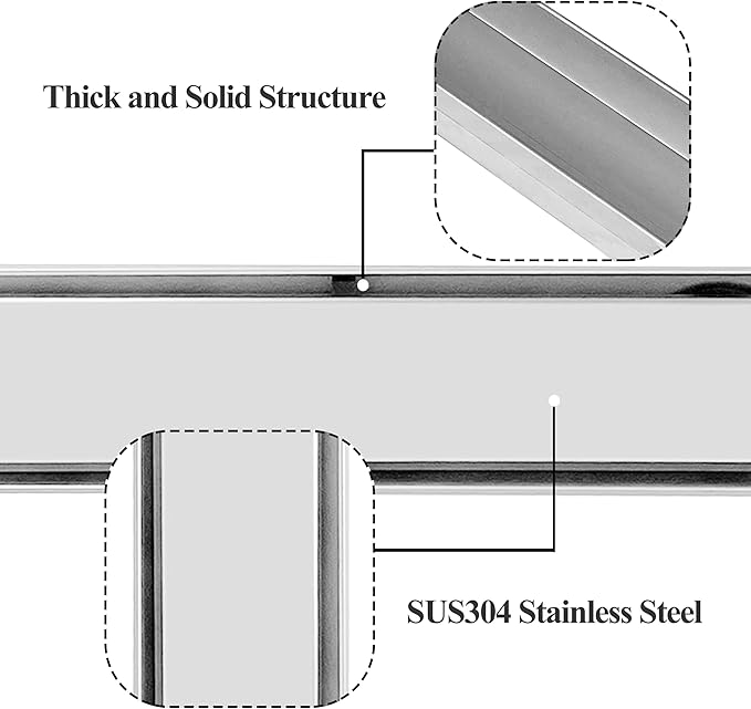 Linear Shower Drain 24 Inch, Brushed Floor Drain with Removable SUS304 Stainless Steel CUPC Certificate and 2-in-1 Tile Insert Grate Cover