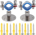 2PCS Wall Mount Ceiling Mount Pipe 304 Stainless Steel Pipe Supports Pipe Standoff Adjustable Height 30-60mm（1.18"-2.36"） for OD Pipe 45-48mm(1.77-1.89in)