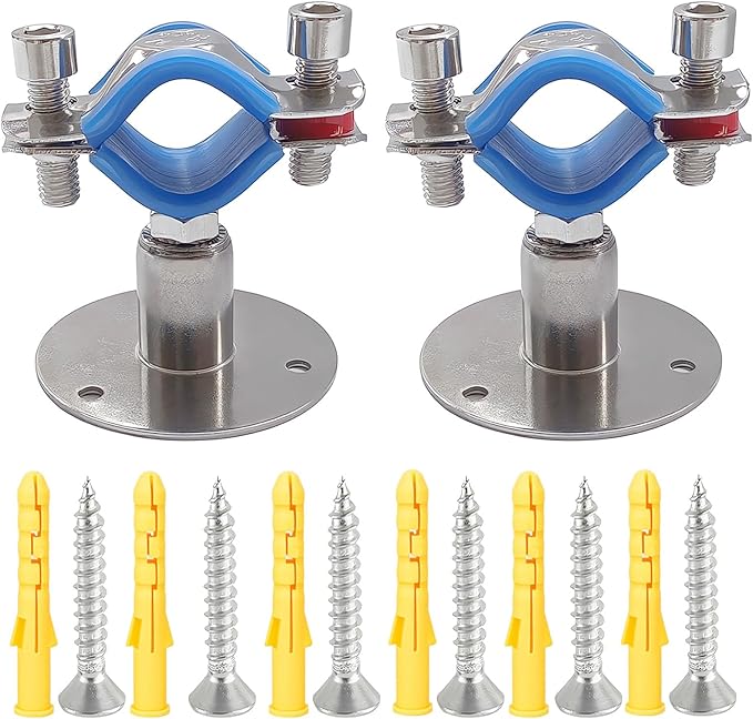 2PCS Wall Mount Ceiling Mount Pipe 304 Stainless Steel Pipe Supports Pipe Standoff Adjustable Height 30-60mm（1.18"-2.36"） for OD Pipe 48-51mm(1.89-2.01in)
