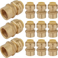 12-Pack HeSun Pushfit Female Adapter, 1/2" FNPT x 1/2" Push to Connect Plumbing Fittings with Disconnect Clip, Brass Push-fit Fittings for PEX, Copper, CPVC, PE-RT Pipes(PF030-12)