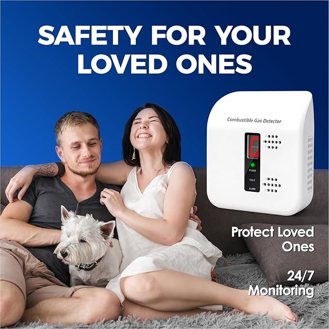 Gas Leak Detector for Natural Gas, Propane, Methane, Butane & LPG – Plug-in Digital Alarm with Real-Time Concentration Display – Ideal for Kitchen, Home, Apartment & RV Safety