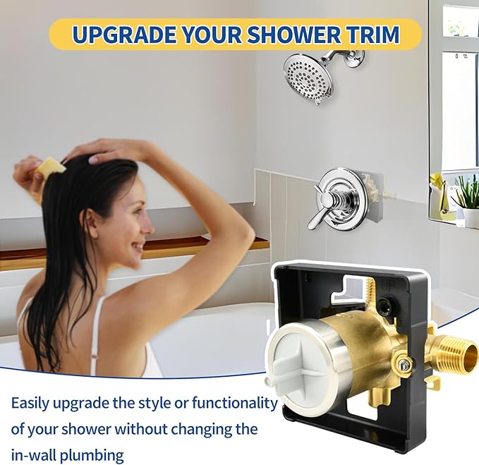 R10000-UNWSHF Shower Valve Body for Delta MultiChoice Universal Tub and Shower Trim Kits, Fits 13, 14, 17, and 17T Series Single-Function or Dual-Function Trim, Rough-In Valve with Screwdriver Stops