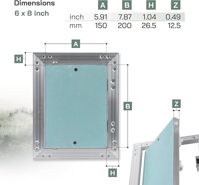 Vent Systems 6" x 8" Inch Access Panel - Drywall, Wall, Electrical, Plumbing Cover Plate - Ceiling, Wall Mount Drywall Access Panel - Metal Crawl Space Door for Home, Garage, Basement, Attic